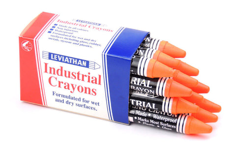 Industrial Marking Crayons Fluorescent Orange Packet of 12 Crayons
